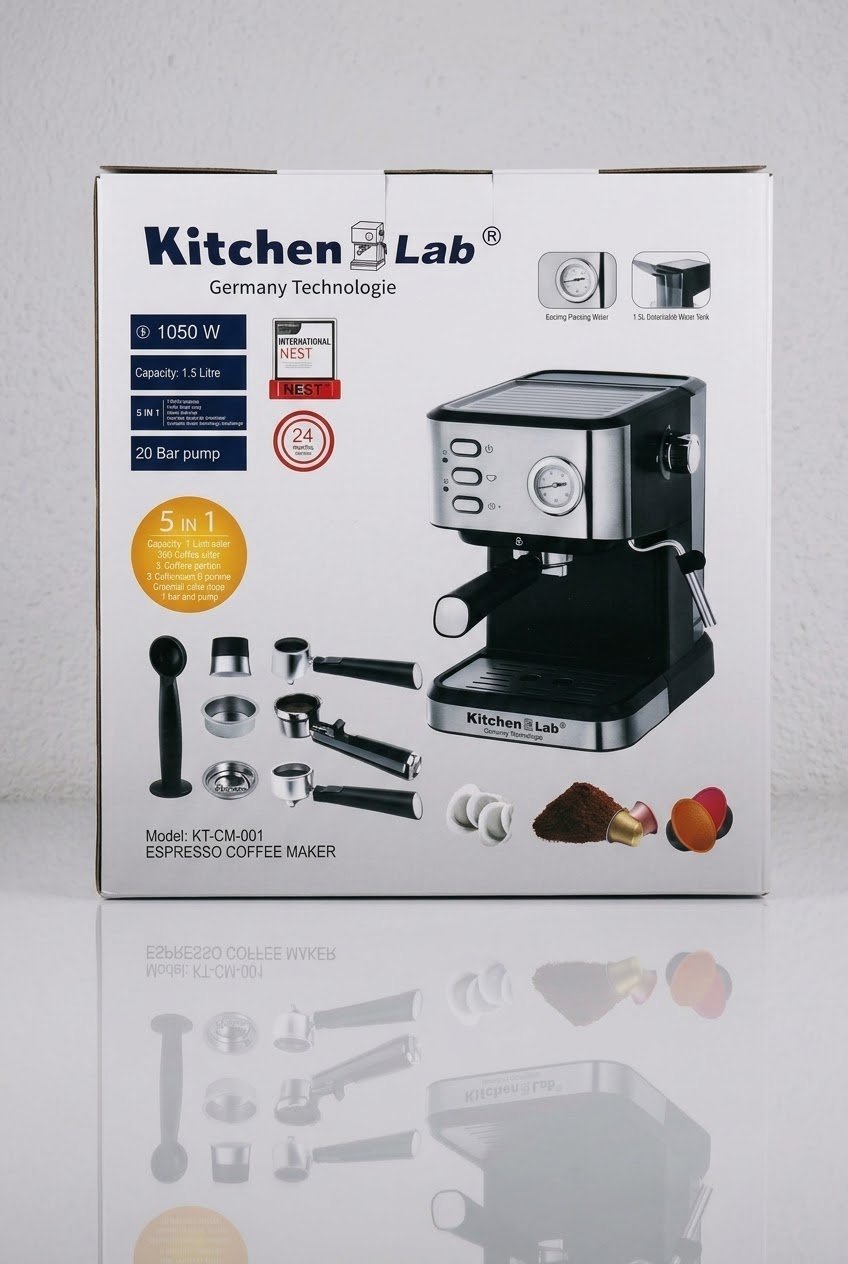 2026/10/38757.jpg KitchenLab Espresso Coffee Maker 1050W - 5IN1 – ماكينة إعداد قهوة الإسبريسيو - الصورة 1