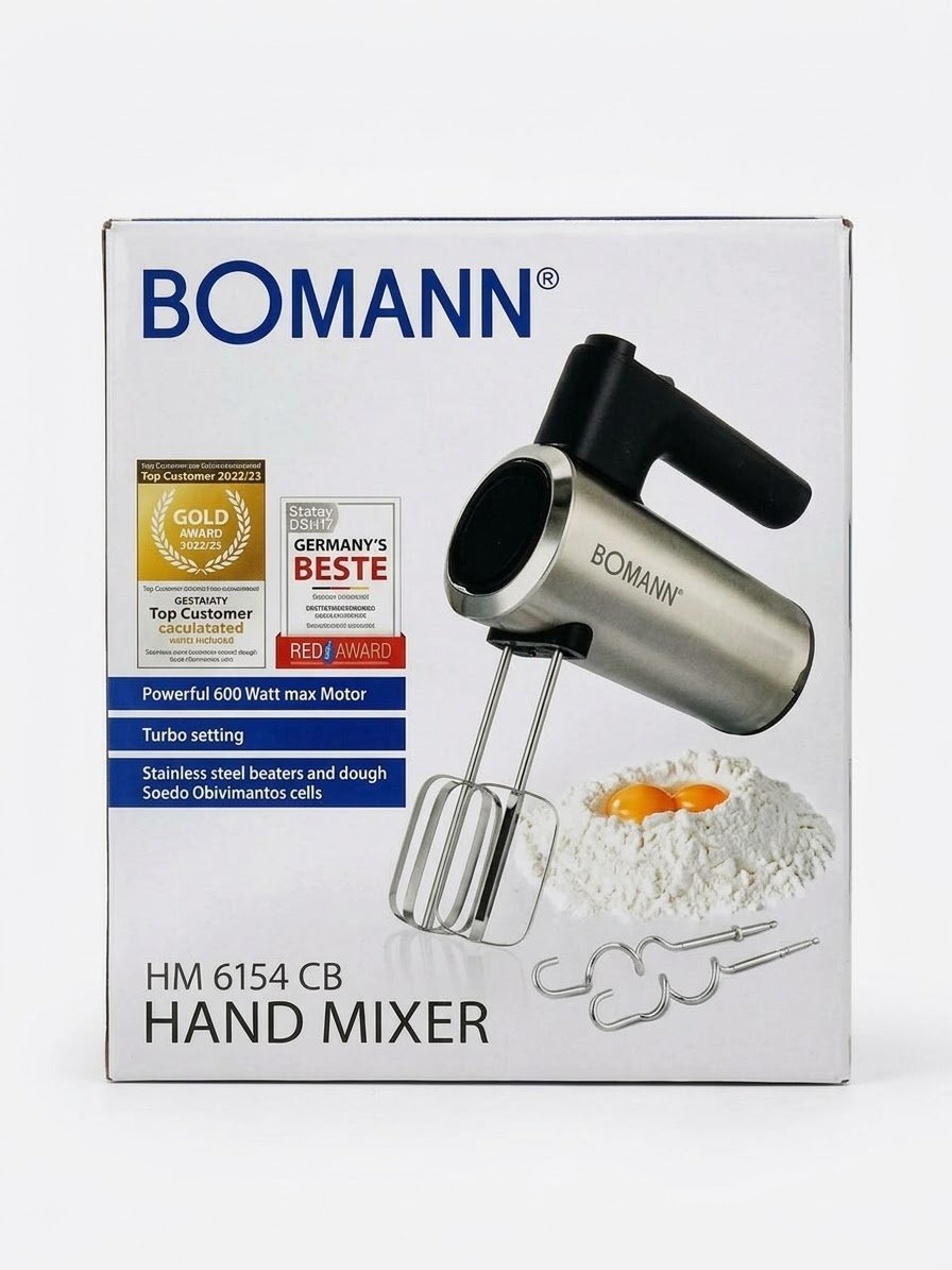 2026/10/38829.jpg BOMANN HM 6154 CB – Batteur Électrique à Main 600W | خفّاق كهربائي متعدد الاستعمالات مع Fonction Turbo، Fouets وCrochets Pétrisseurs en Inox - الصورة 1